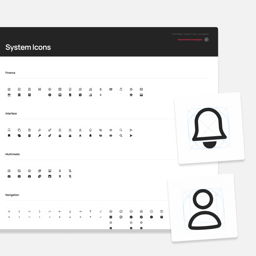 Conjunto de iconografia do design system Kenlo