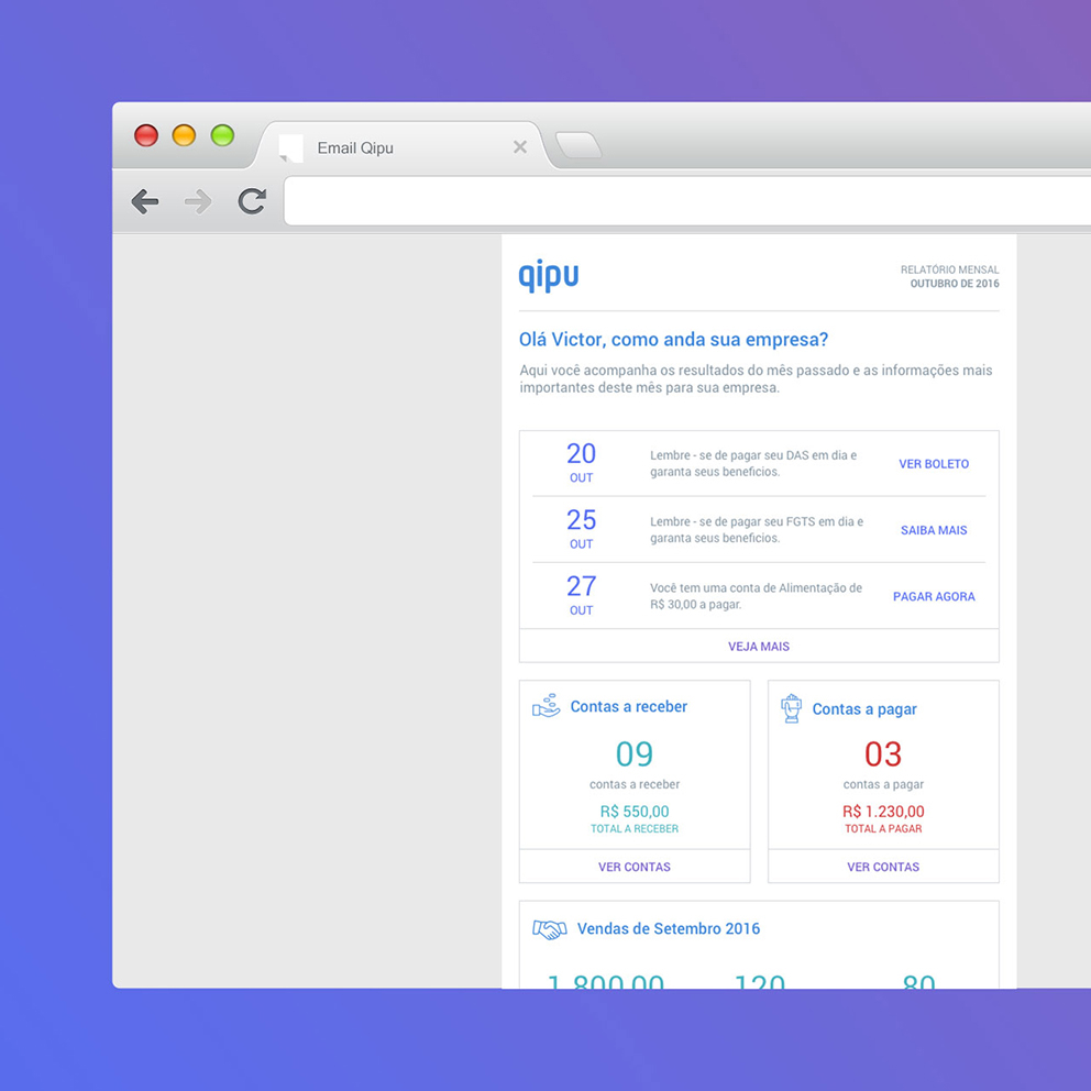 Email marketing recorrente do app Qipu