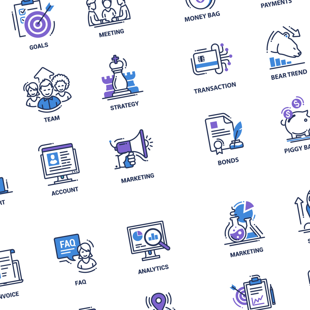Conjunto de iconografia do aplicativo